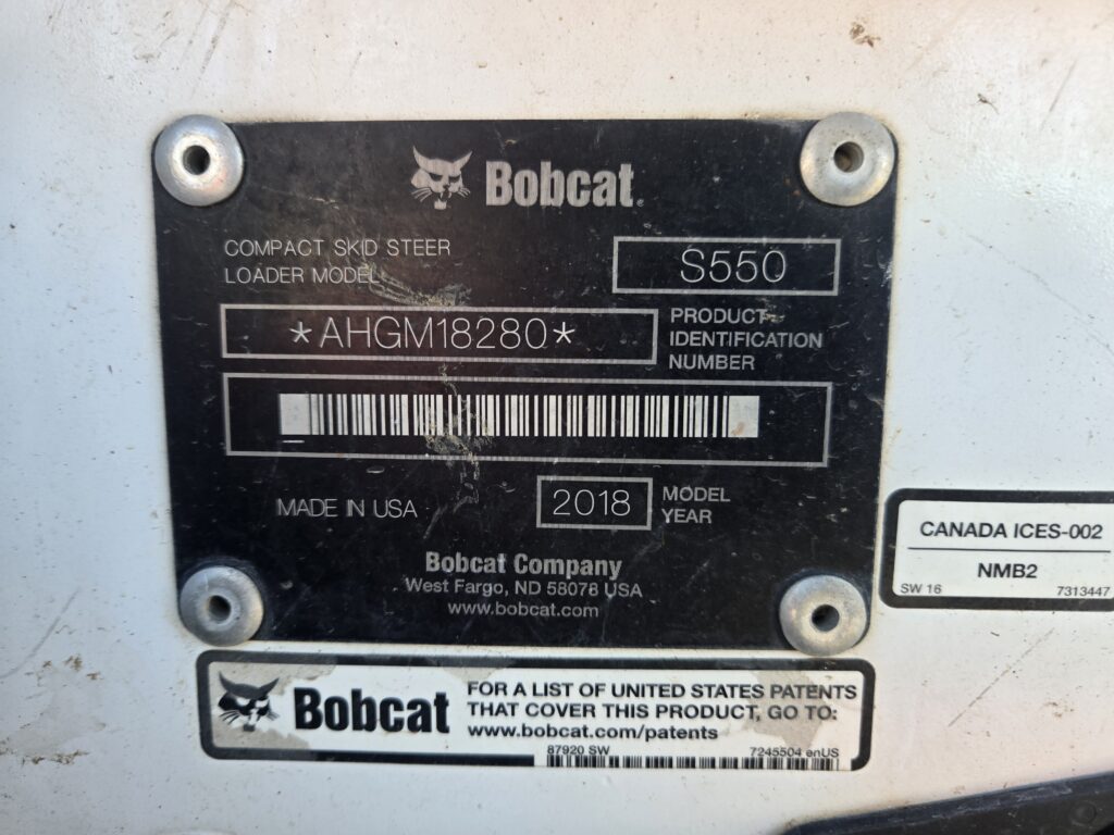 2018 Bobcat S550 Skid Steer 8